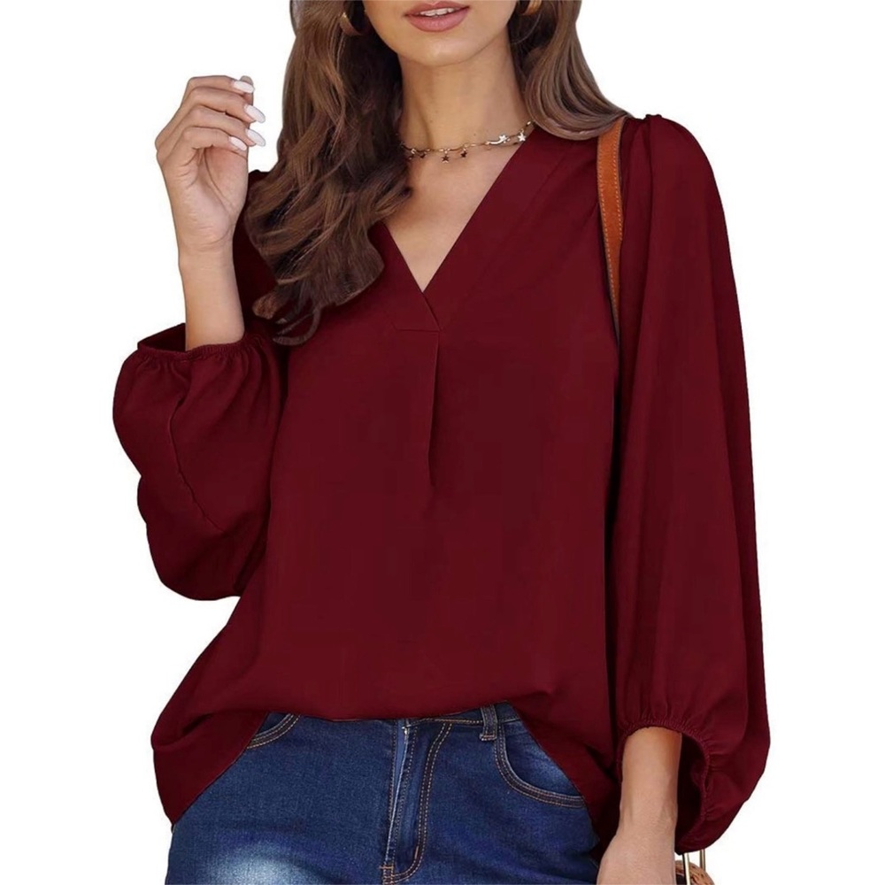 donating soon • Boho deep red flouncey blouse